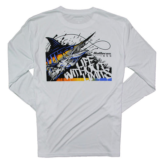 Marlin Life LS Performance Tee - White - CLEARANCE